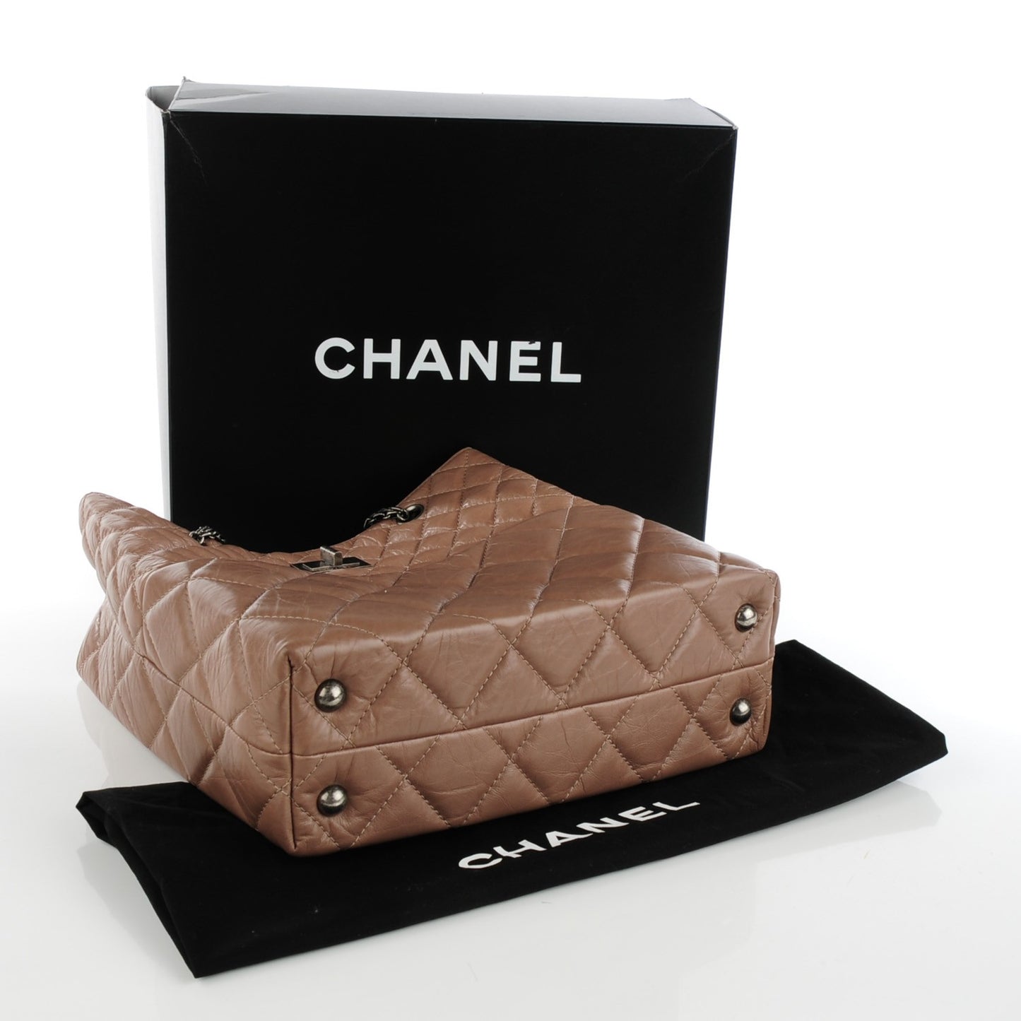 Aged Calfskin Quilted Reissue 2.55 Tote Light Brown