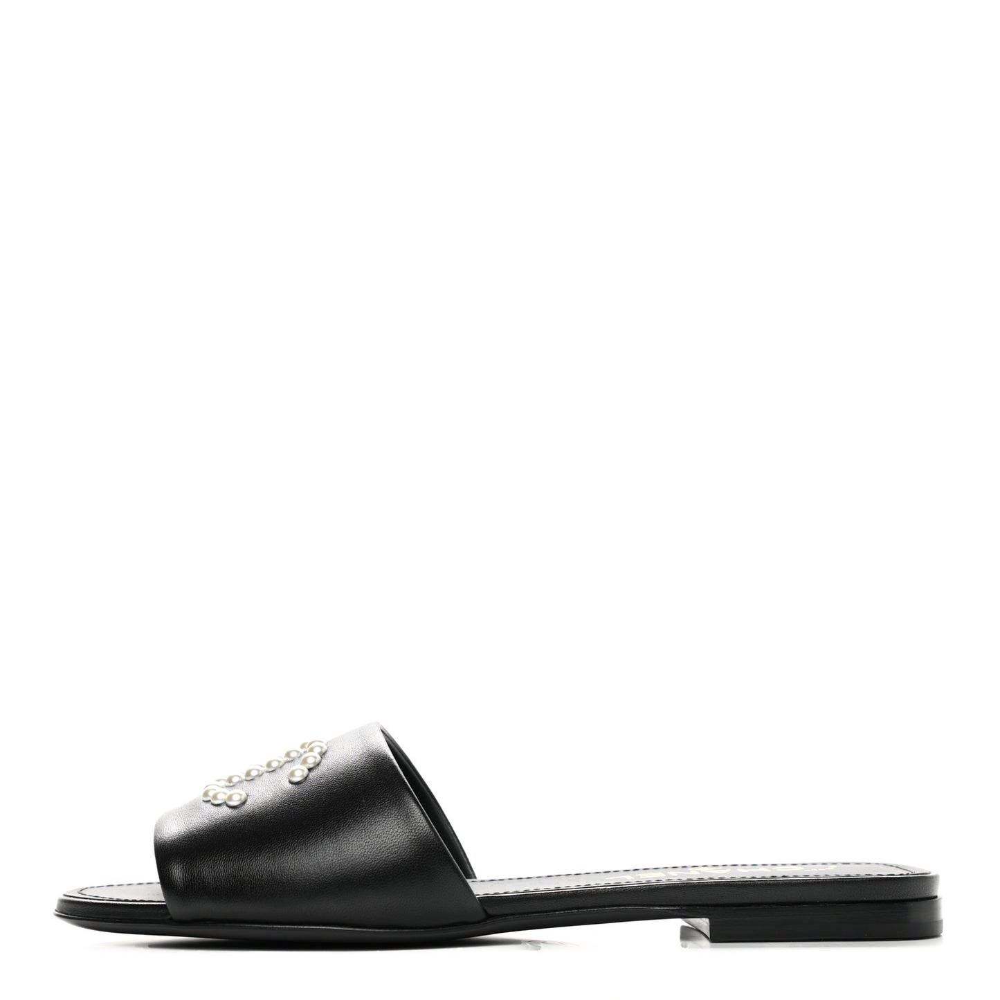 Lambskin Pearl CC Sandals 38 Black