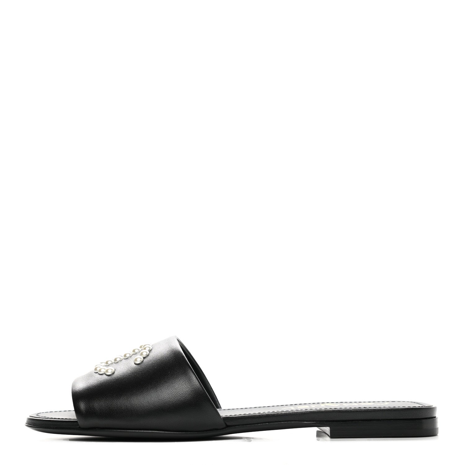 Chanel Lambskin Pearl CC Sandals 38 Black 1 of 9