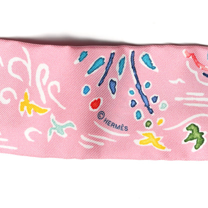 Hermes Silk Isola Di Primavera Twilly Rose Bleu Multicolor 3 of 4