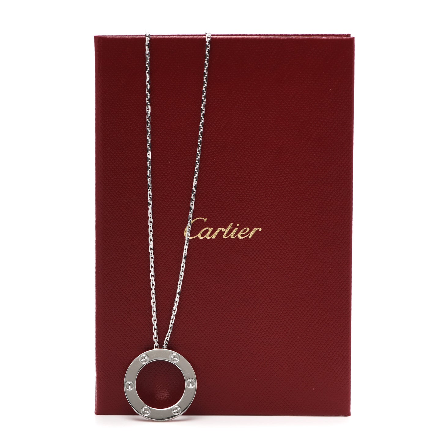 18K White Gold LOVE Pendant Necklace