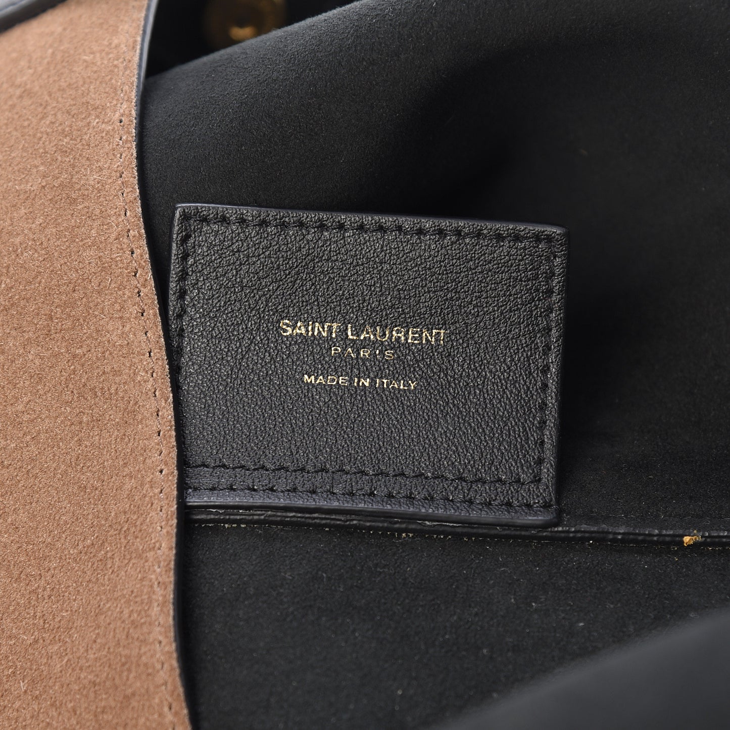 Suede East West Shopping Tote Beige Black