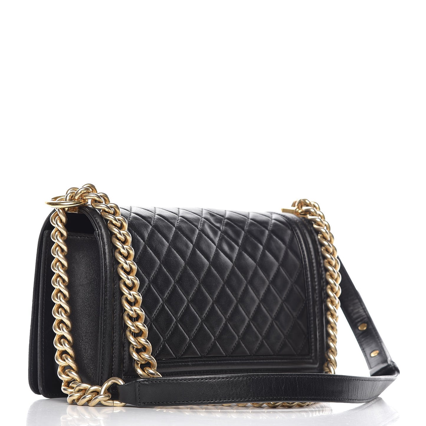 Lambskin Quilted Medium Boy Flap Black