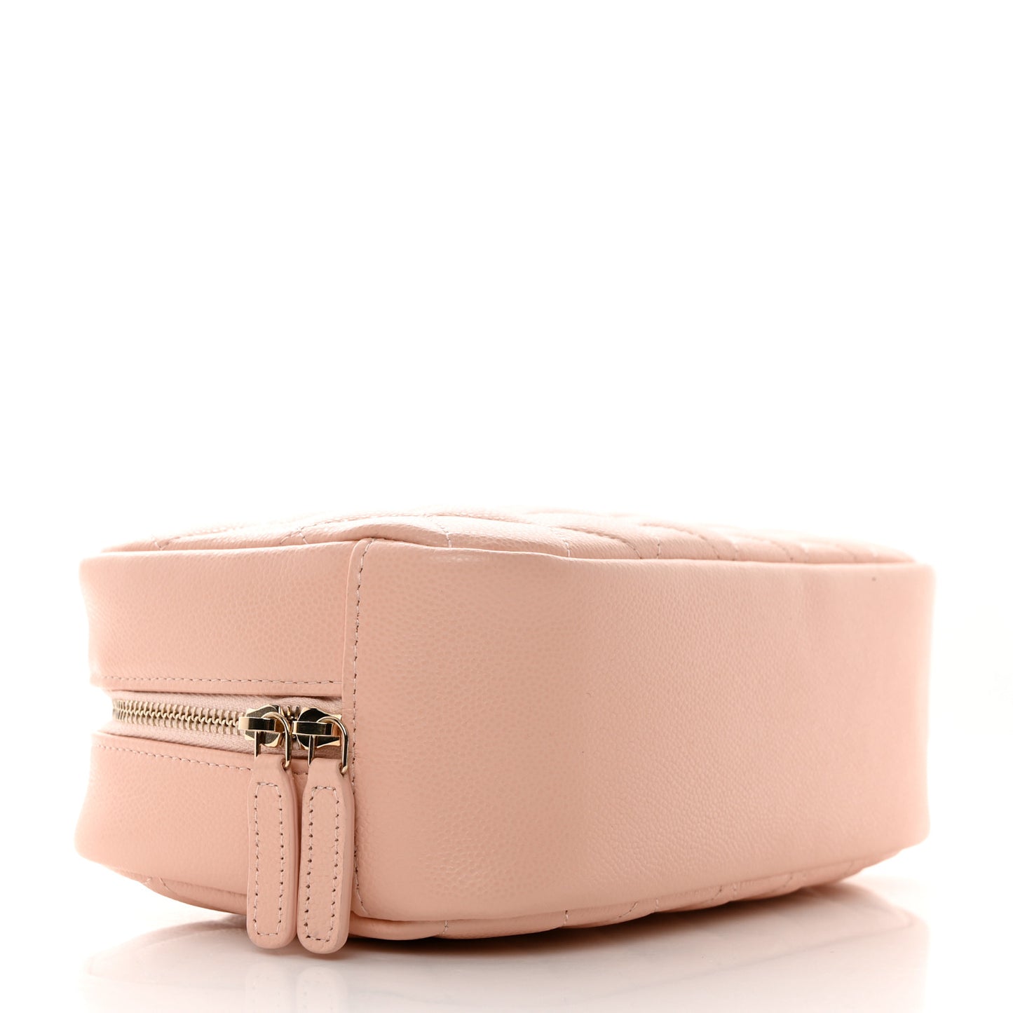 Caviar Quilted Medium Curvy Pouch Cosmetic Case Light Pink