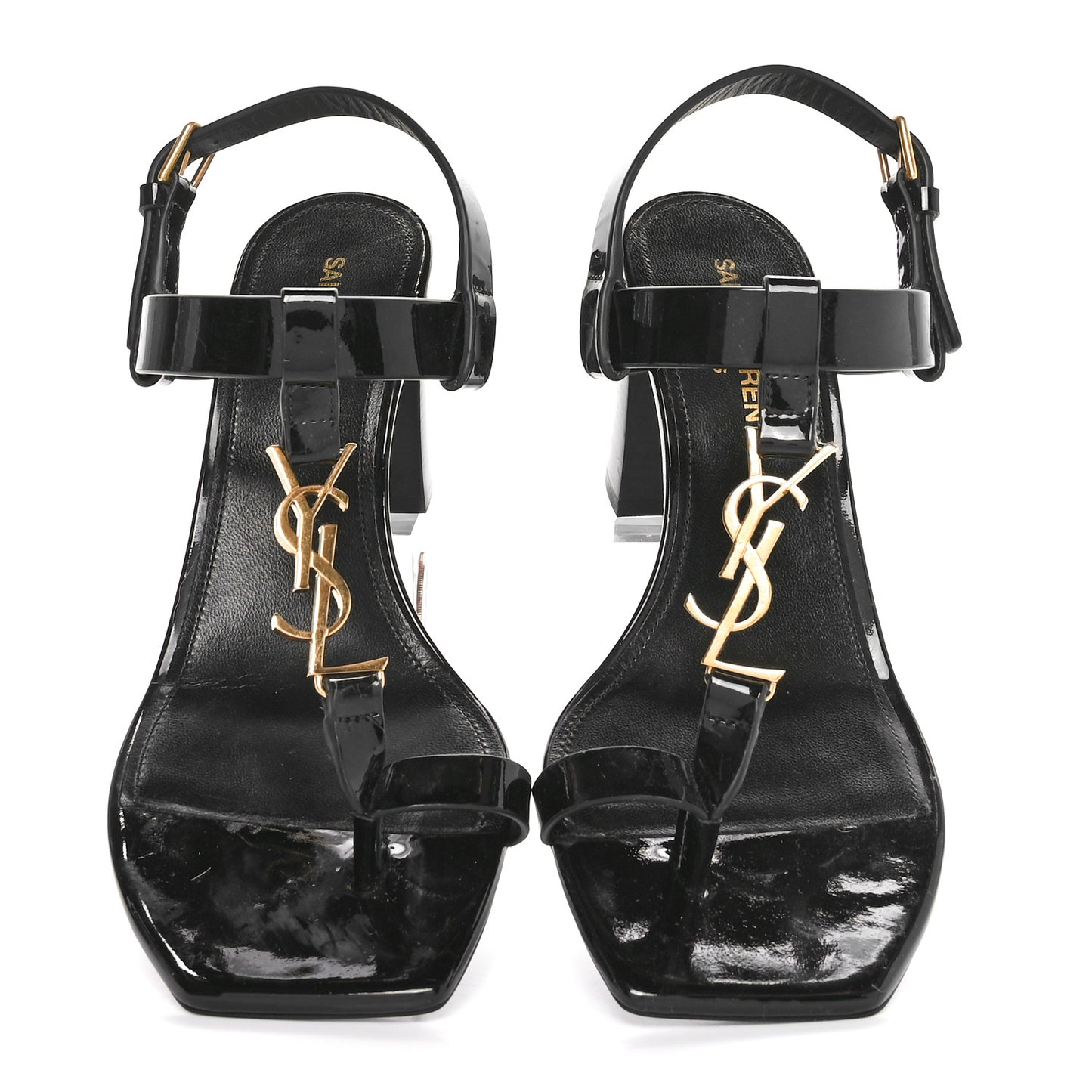 Patent Calfskin Cassandra 75 Sandals 36 Black