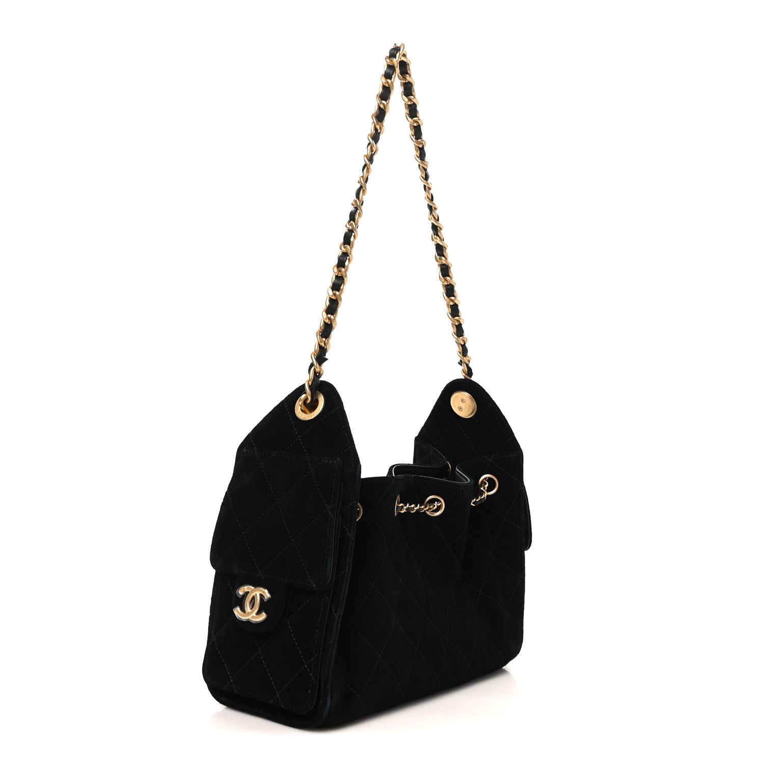 Chanel Suede Quilted Mini Chanel 25 Handbag Black 3 of 11