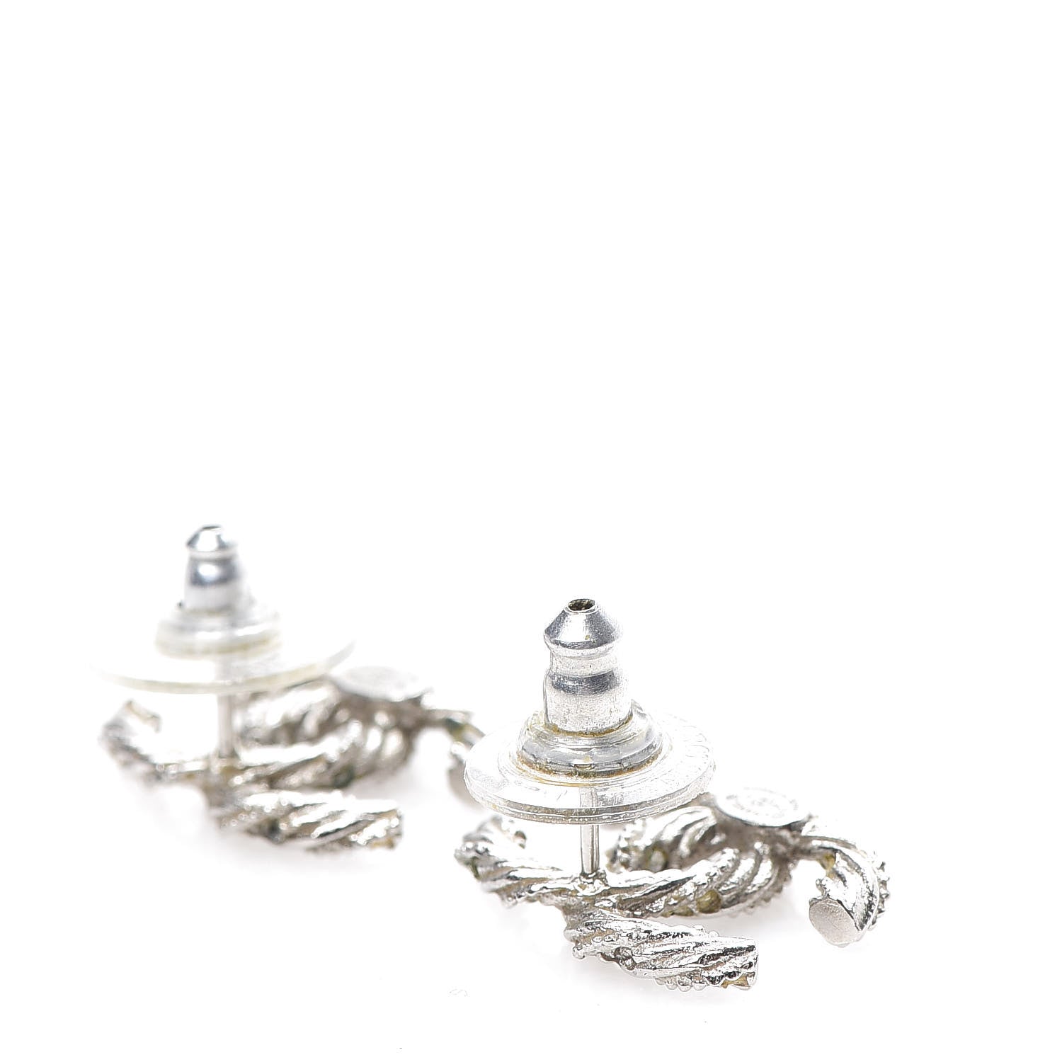 Chanel Crystal Twisted CC Earrings Silver 3 of 5
