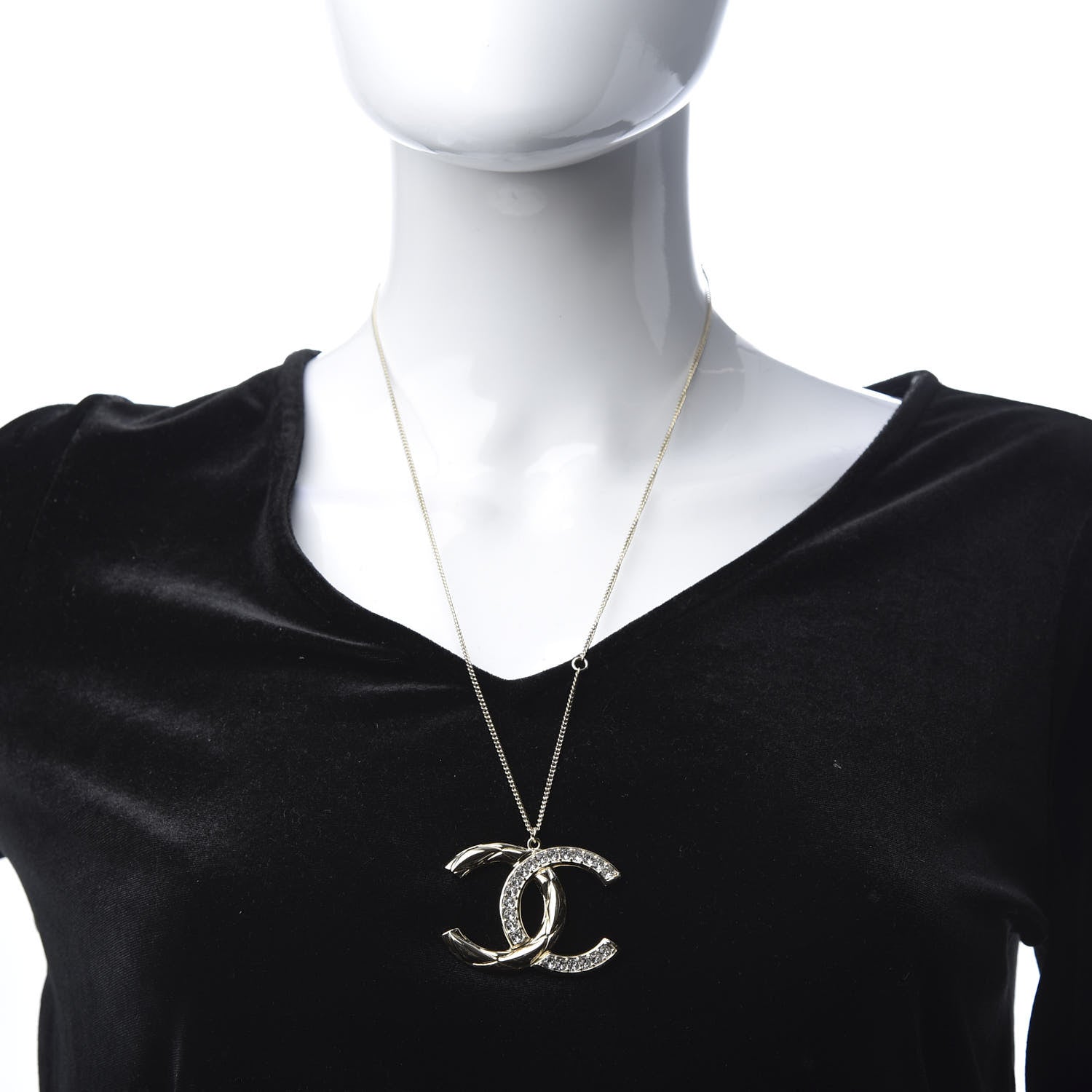 Chanel Metal Crystal 2.55 Bijoux CC Necklace Gold 2 of 5