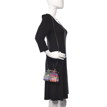 Fendi Vitello Seta Digital Print Micro Peekaboo Iconic Satchel Multicolor Black 2 of 10