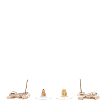 Chanel Crystal Double CC Earrings Light Gold 3 of 5