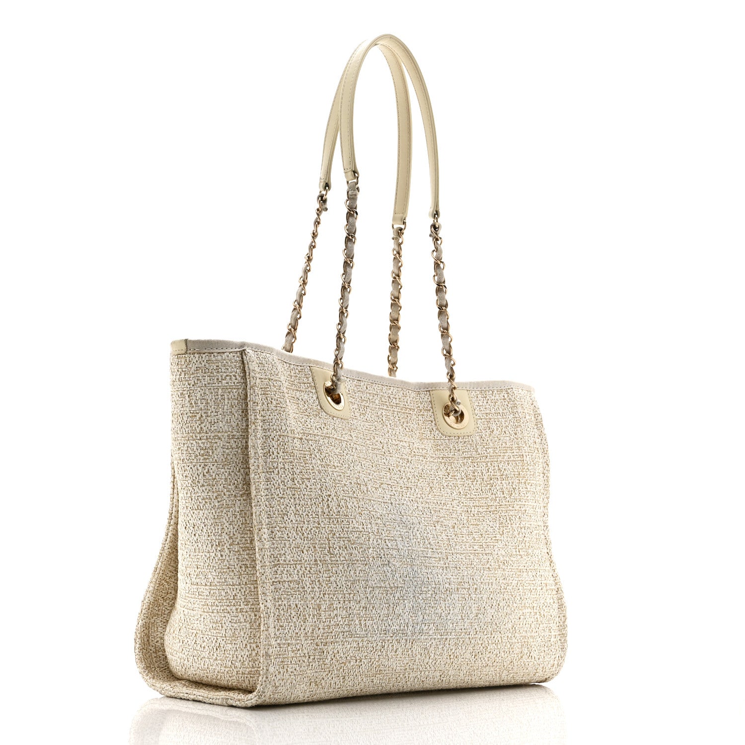 Chanel Lurex Boucle Small Deauville Tote Ivory 3 of 10