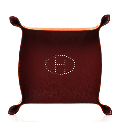 Hermes Taurillon Clemence Felt Bridge Mises et Relances Change Tray Orange Rouge H 3 of 6