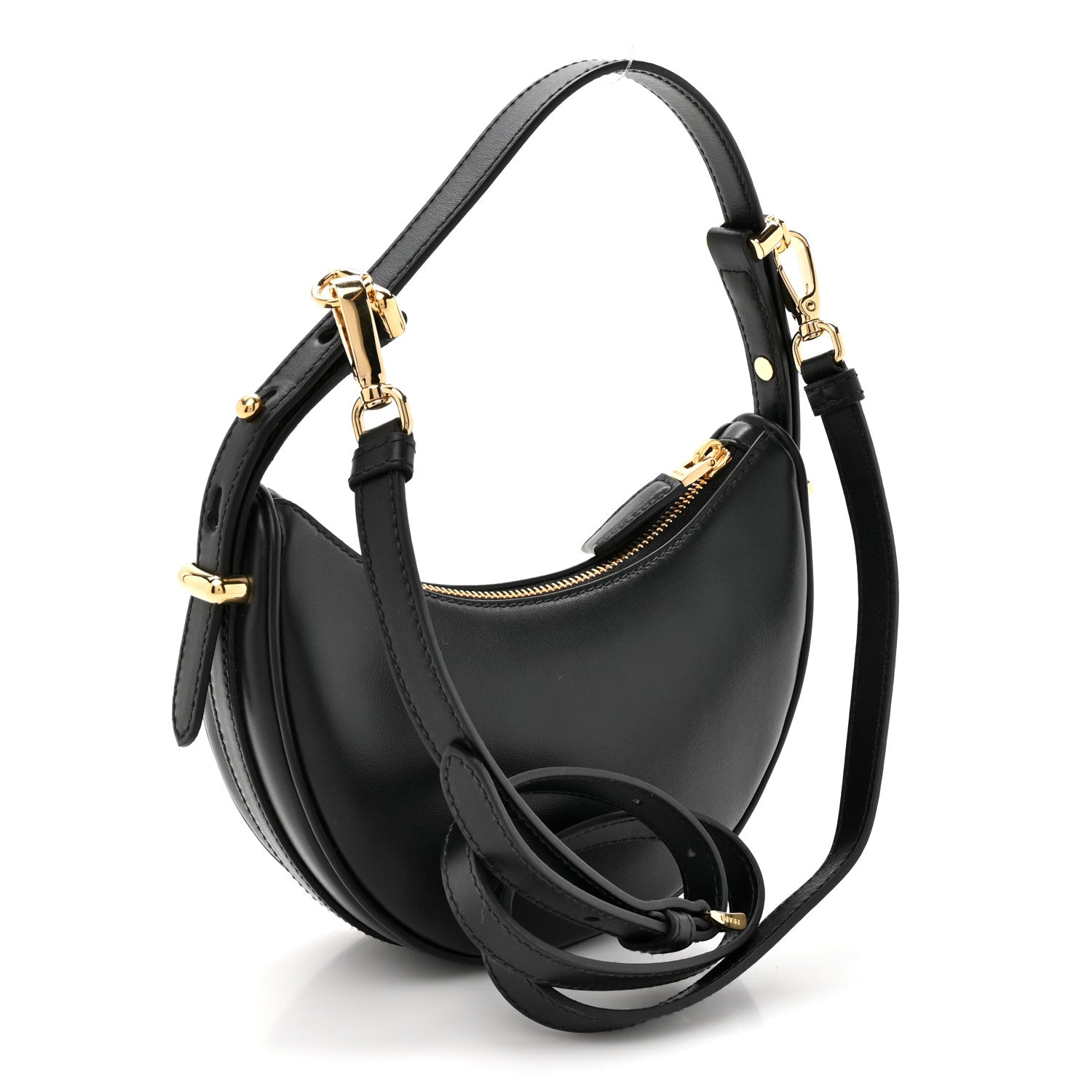 Prada Soft Calfskin Mini Arque Shoulder Bag Black 3 of 9