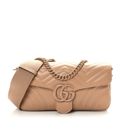 Gucci Calfskin Matelasse Monochrome GG Marmont Crossbody Shoulder Bag Camelia Winter Rose 1 of 9