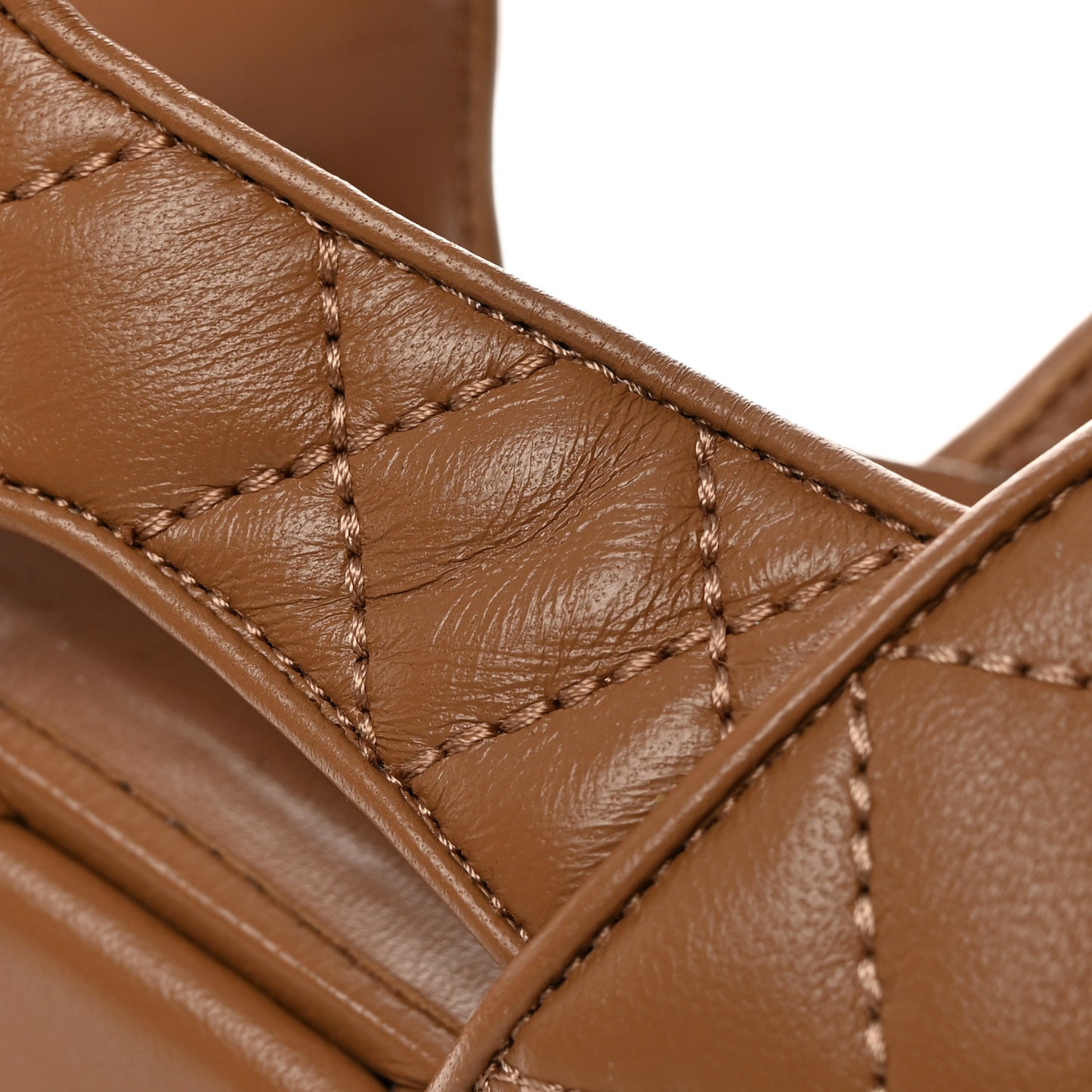 Lambskin Quilted CC Platform Sandals 39 Beige