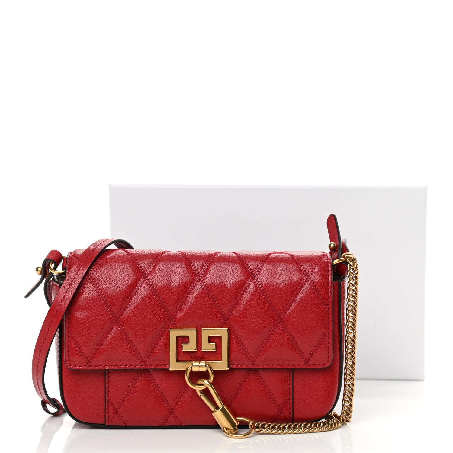 Givenchy Goatskin Quilted GV3 Mini Pocket Convertible Bag Vermillon 15 of 15
