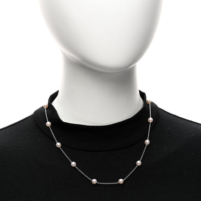 Mikimoto 18K White Gold Akoya Cultured Pearl 6mm Station Necklace 2 of 4