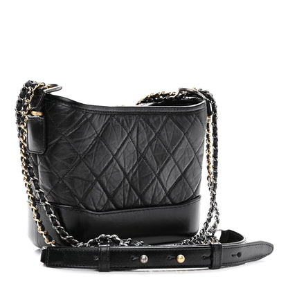 Chanel Aged Calfskin Quilted Small Gabrielle Hobo Black 3 of 10