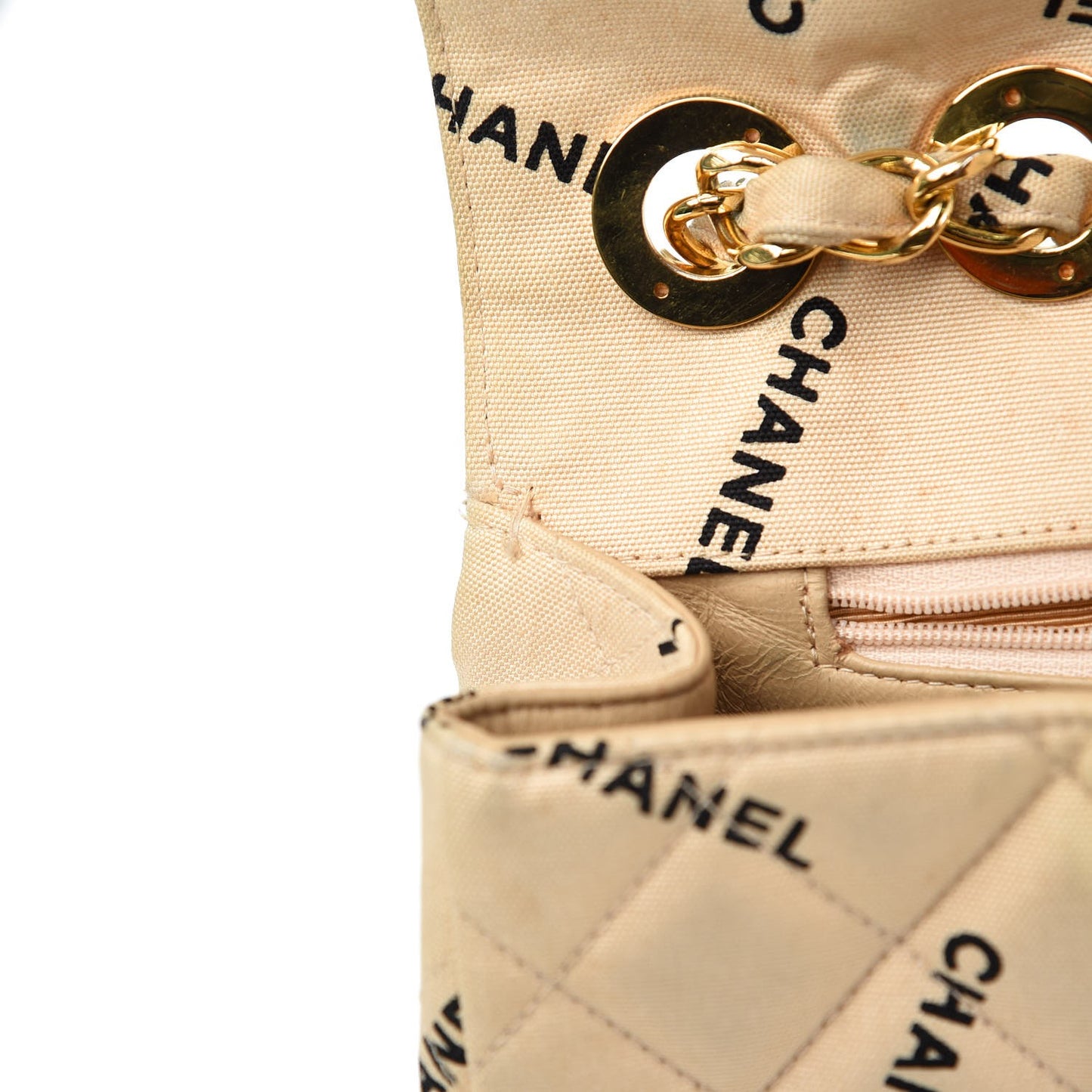 Canvas Quilted XL Jumbo Single Flap Beige