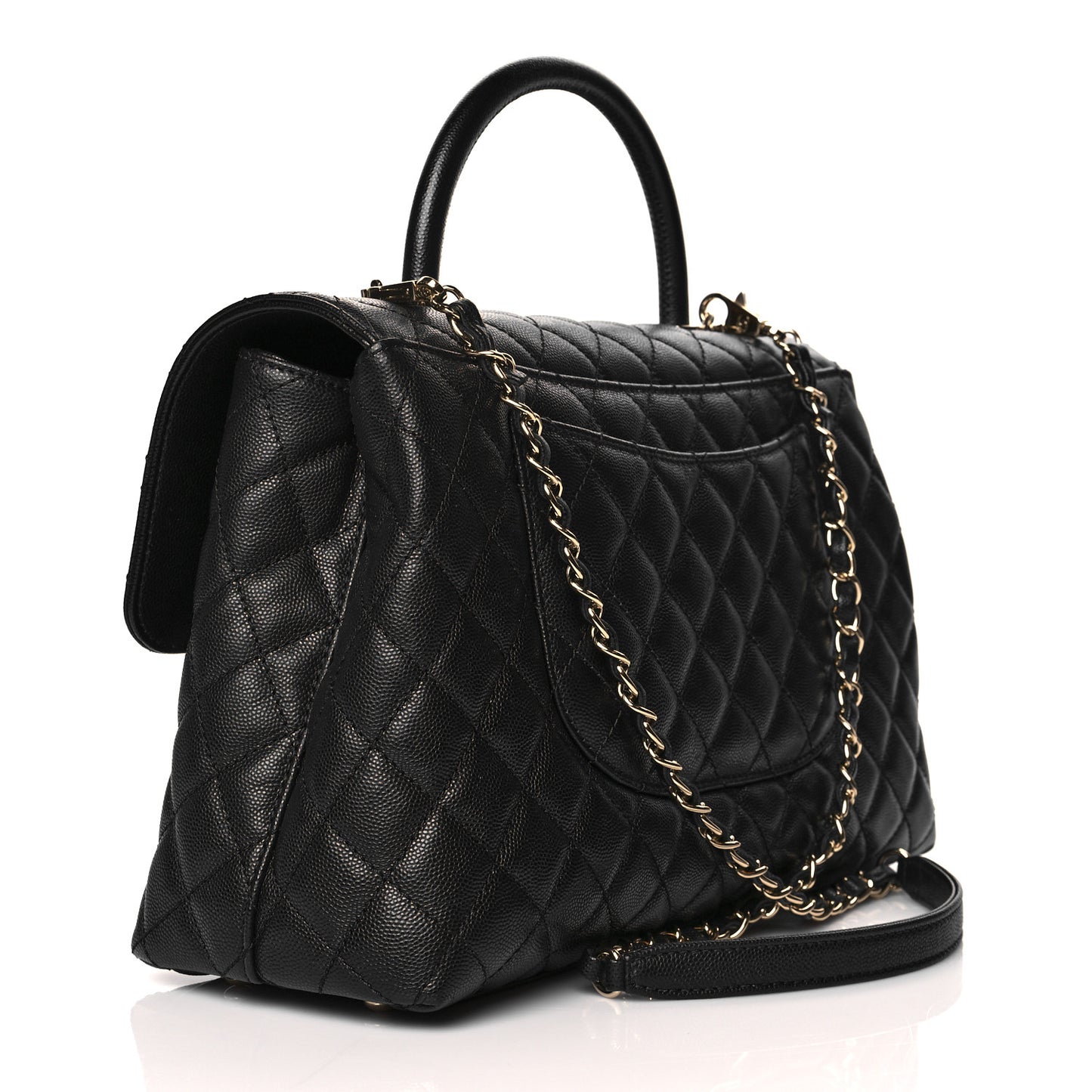 Caviar Quilted Medium Coco Handle Flap Black