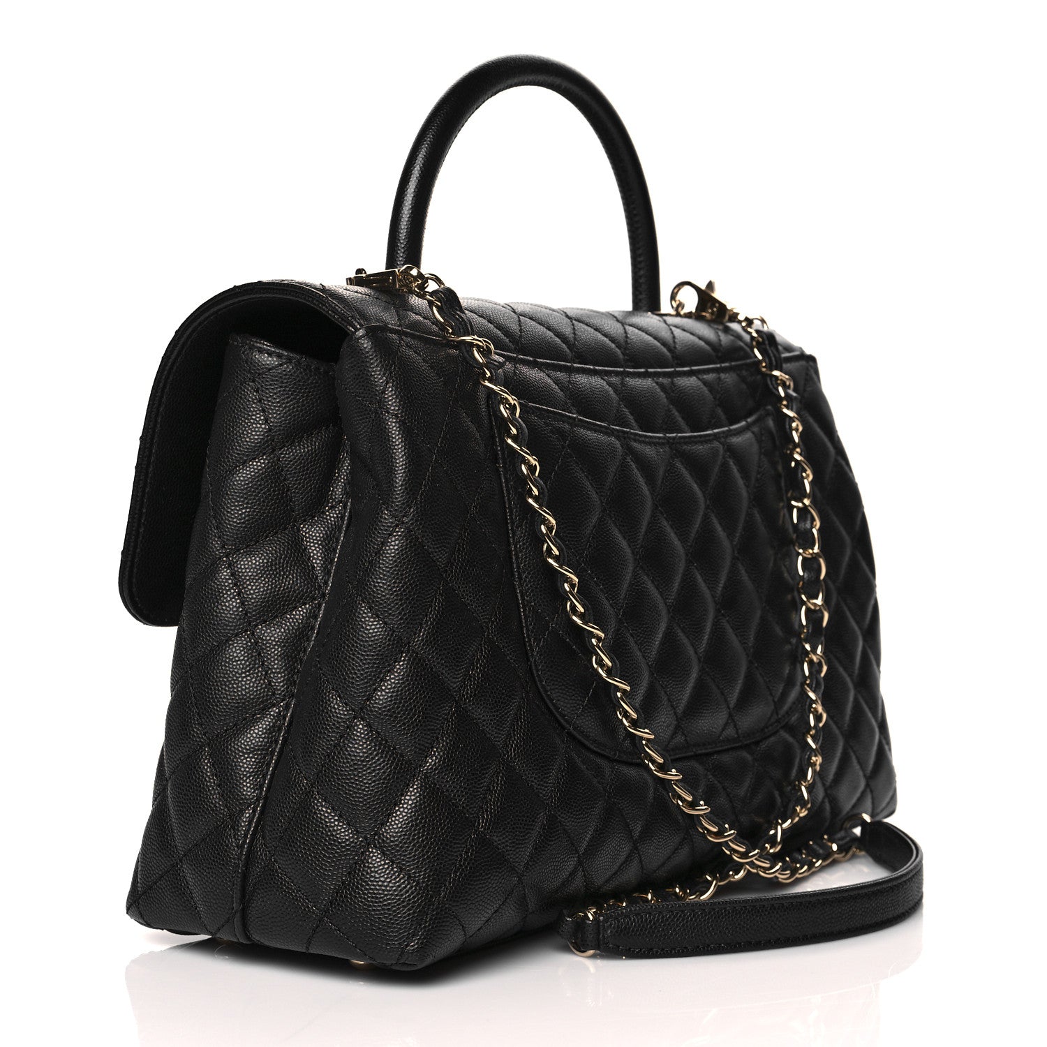 Chanel Caviar Quilted Medium Coco Handle Flap Black 2 of 8
