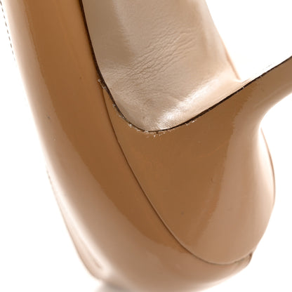 Valentino Garavani Patent Couture Bow Peep Toe Low Heel Pumps 39.5 Beige 11 of 14
