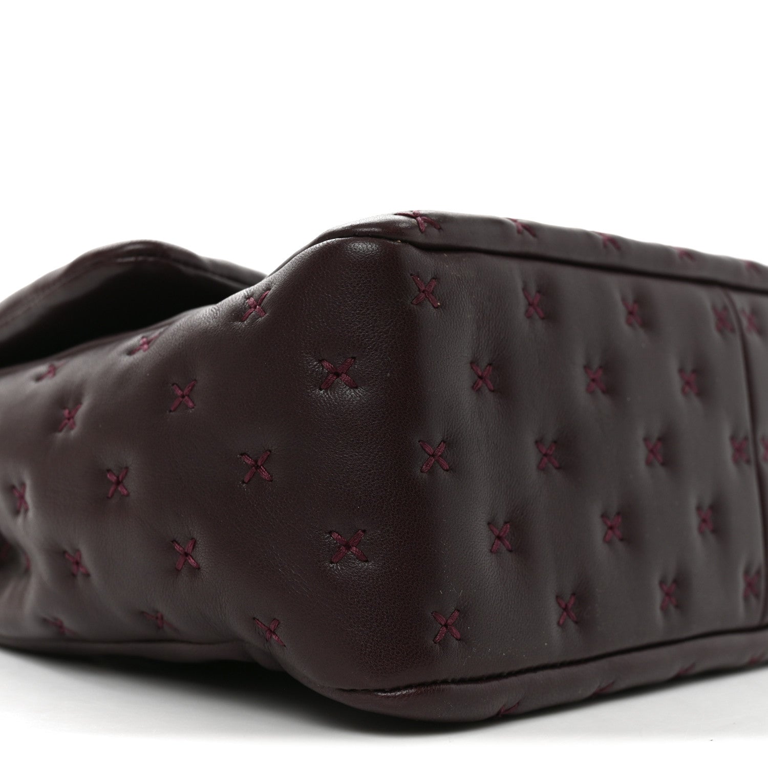 Chanel Lambskin Cross Stitch Small Coco Handle Flap Burgundy 9 of 10