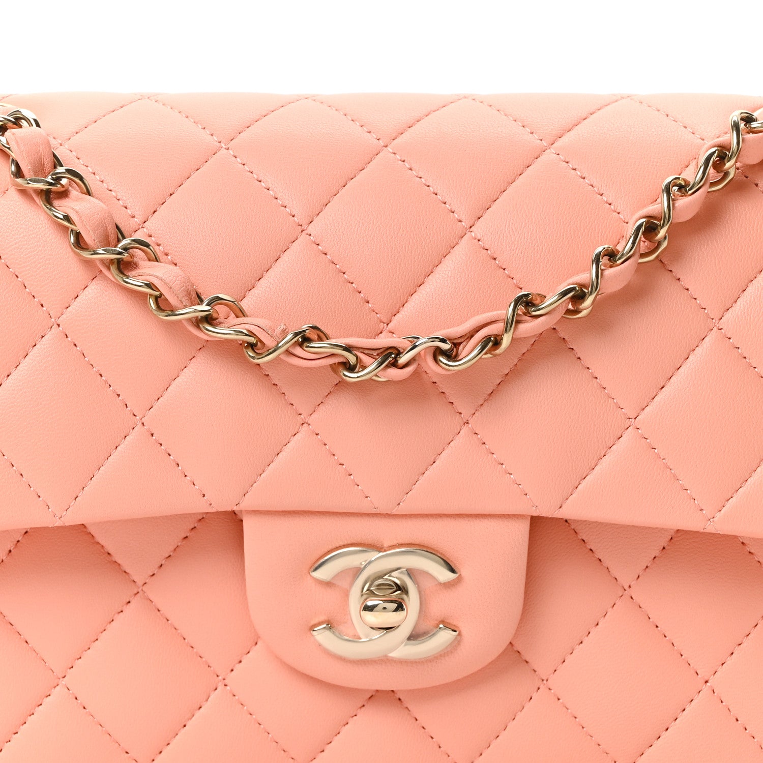 Chanel Lambskin Quilted Small Double Flap Light Orange 8 of 10