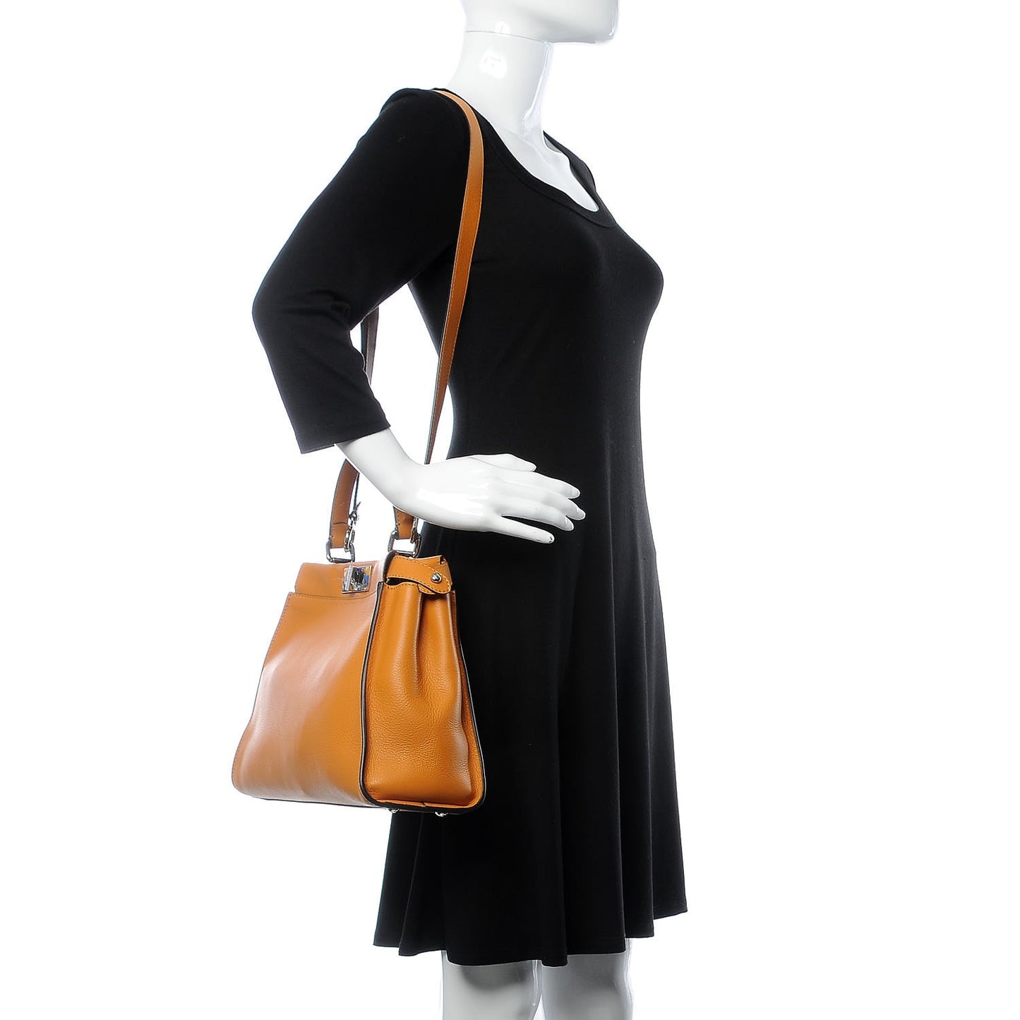 Vitello Seta Shiny Nappa Plexiglass Granite Medium Peekaboo Iconic Satchel Ginger Latte