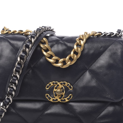 Chanel Lambskin Quilted Medium 19 Flap Navy Blue 8 of 10