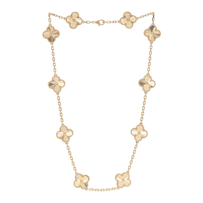 Van Cleef & Arpels 18K Yellow Gold 10 Motifs Guilloche Vintage Alhambra Necklace 3 of 5
