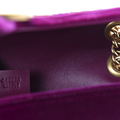 Gucci Velvet Matelasse Loved Embroidered Medium GG Marmont Shoulder Bag Fuchsia Violet Cyclamen 8 of 10