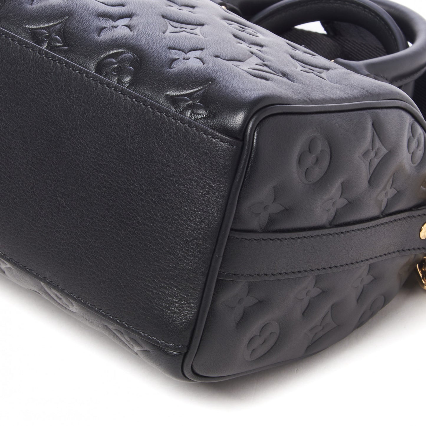 Lambskin Embossed Monogram Speedy 22 Bandouliere Black