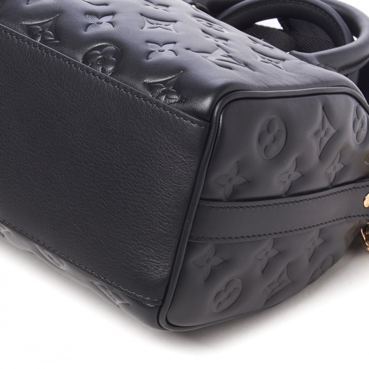 Louis Vuitton Lambskin Embossed Monogram Speedy 22 Bandouliere Black 4 of 8
