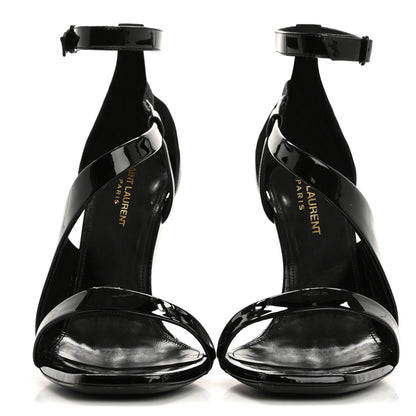 Saint Laurent Patent Niki Crossed 105 Sandals 38.5 Black 3 of 10