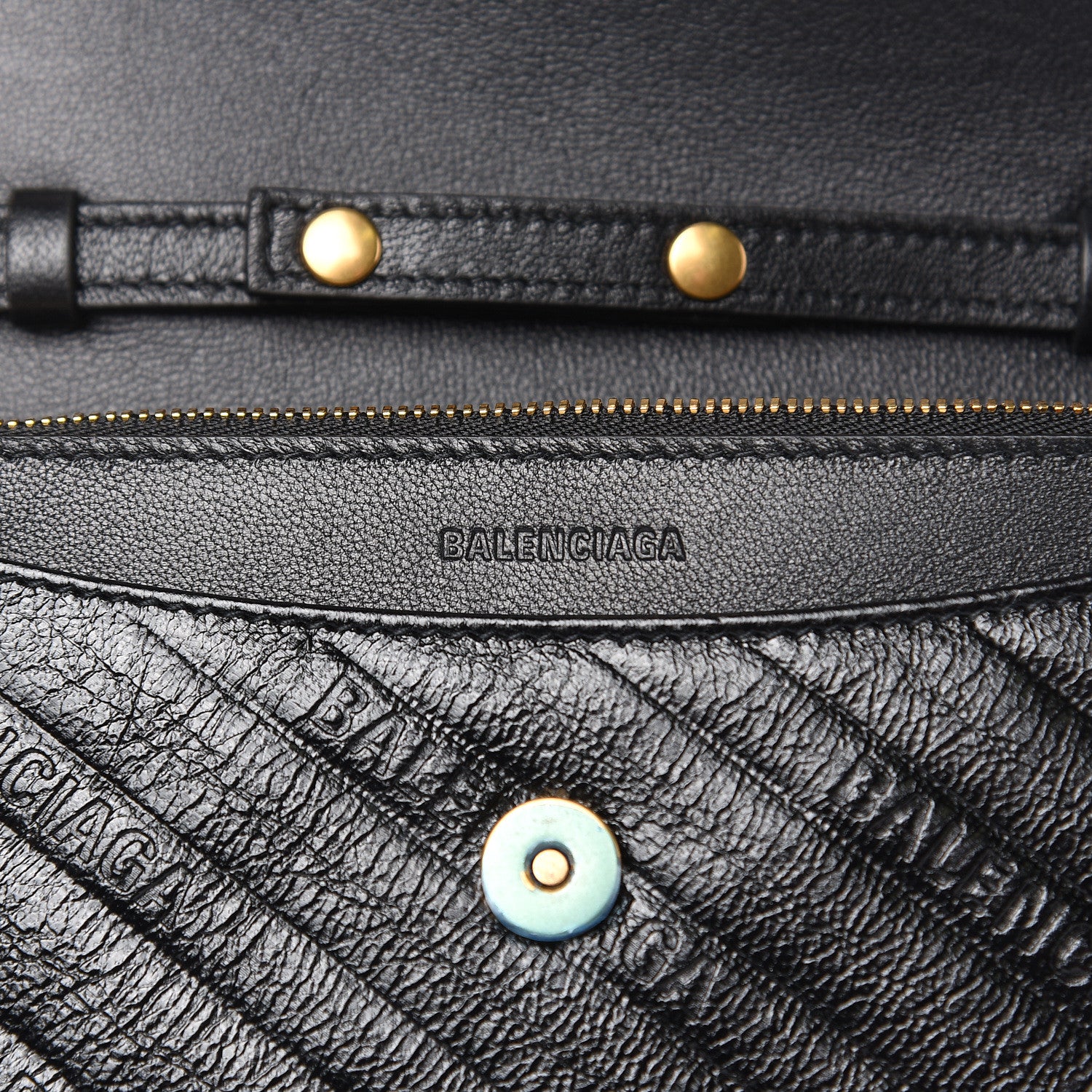 Balenciaga Shiny Goatskin Logo Embossed BB Wallet On Chain Black 6 of 8