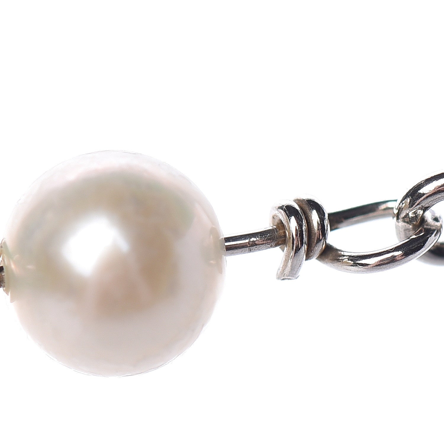 David Yurman Sterling Silver 14K Yellow Gold Pearl Logo Station Necklace 32" 7 of 8