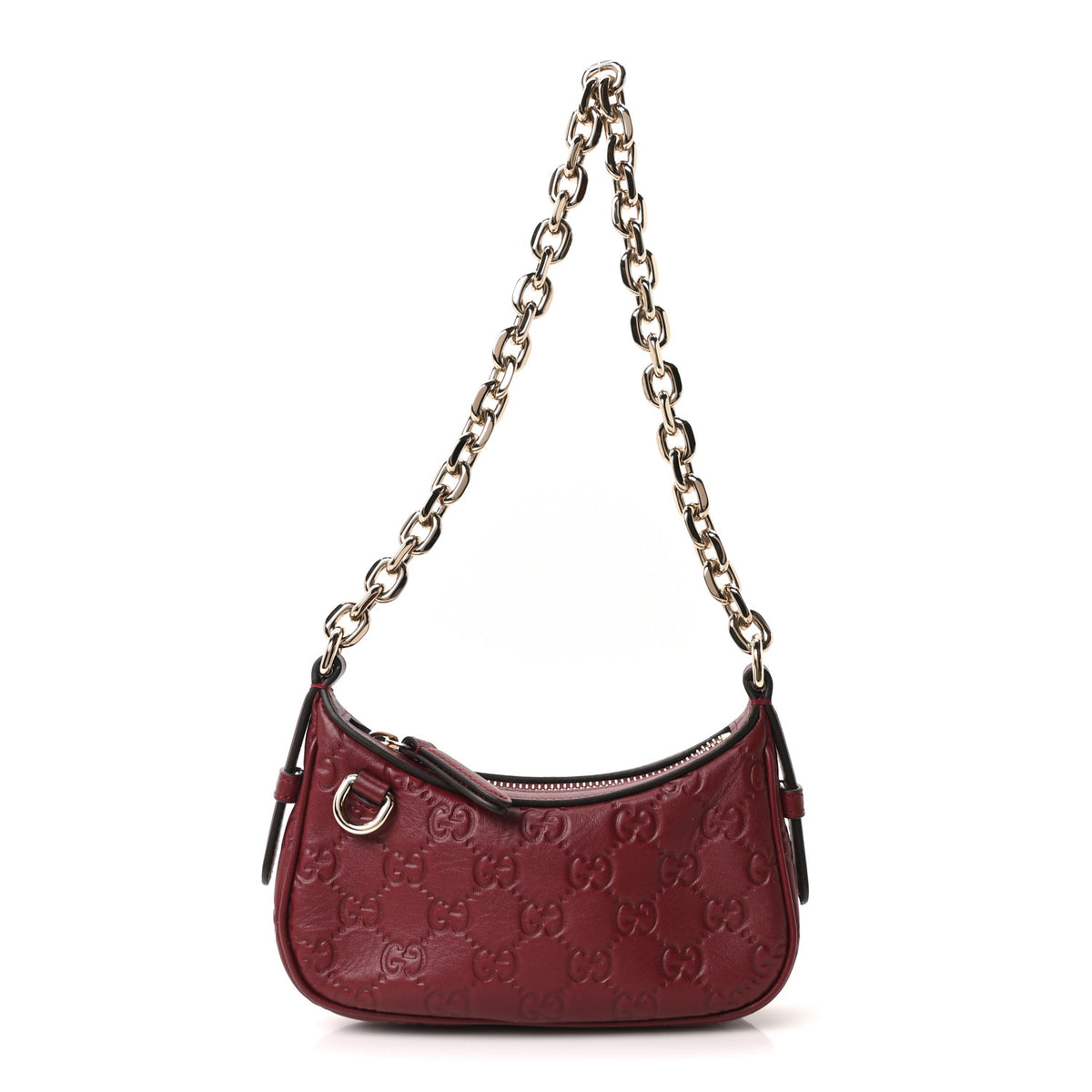 GG Calfskin Embossed Emblem Mini Shoulder Bag Rosso Ancora