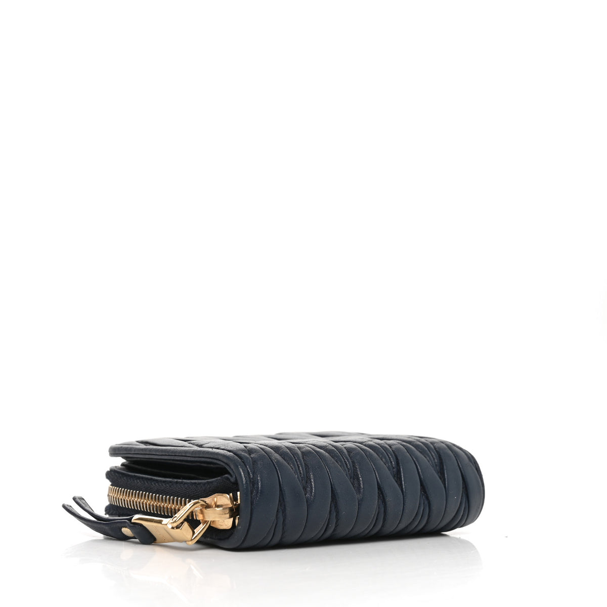 Miu Miu Nappa Matelasse Zip Around Compact Wallet Navy 4 of 6