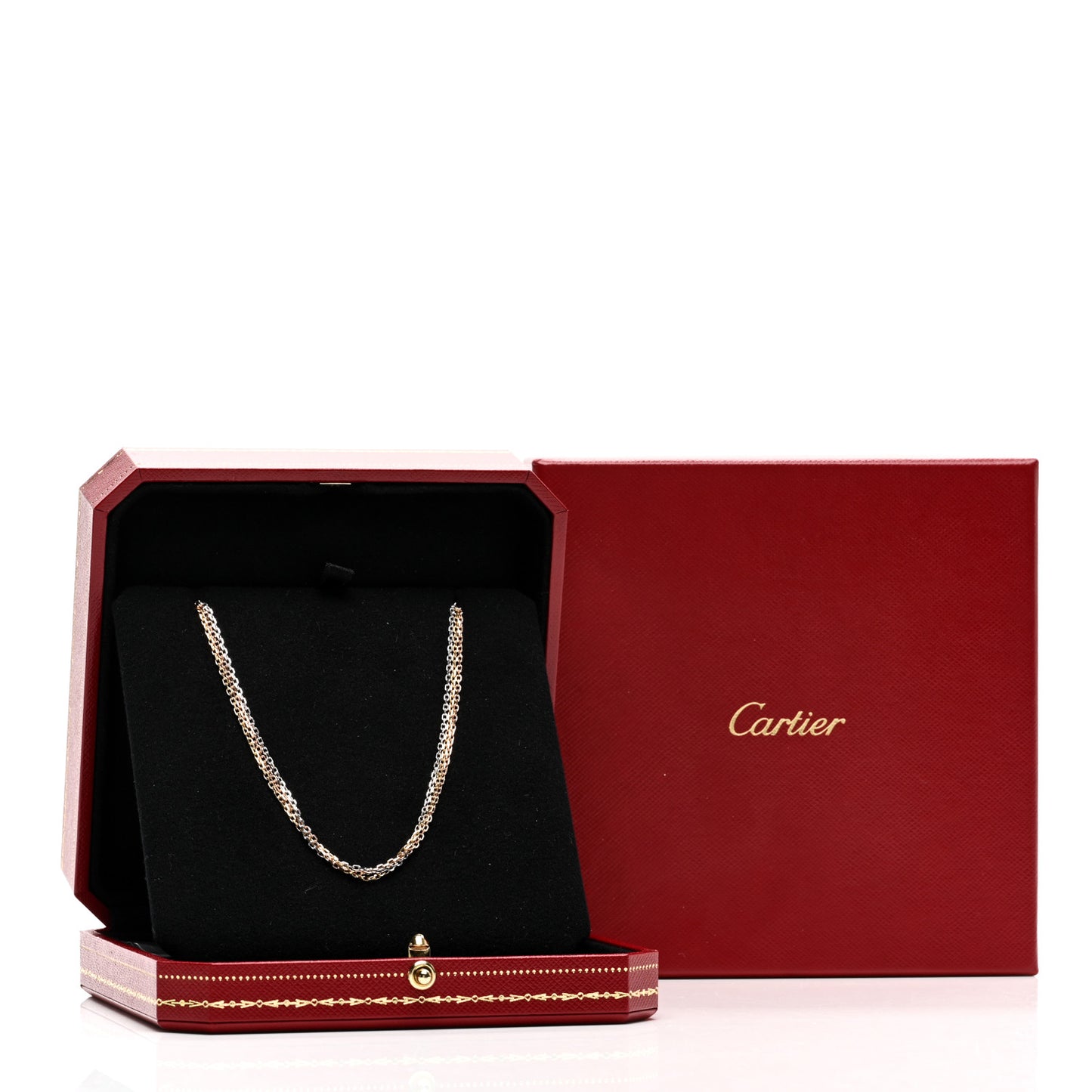 18K Pink Yellow White Gold Three Chain Necklace