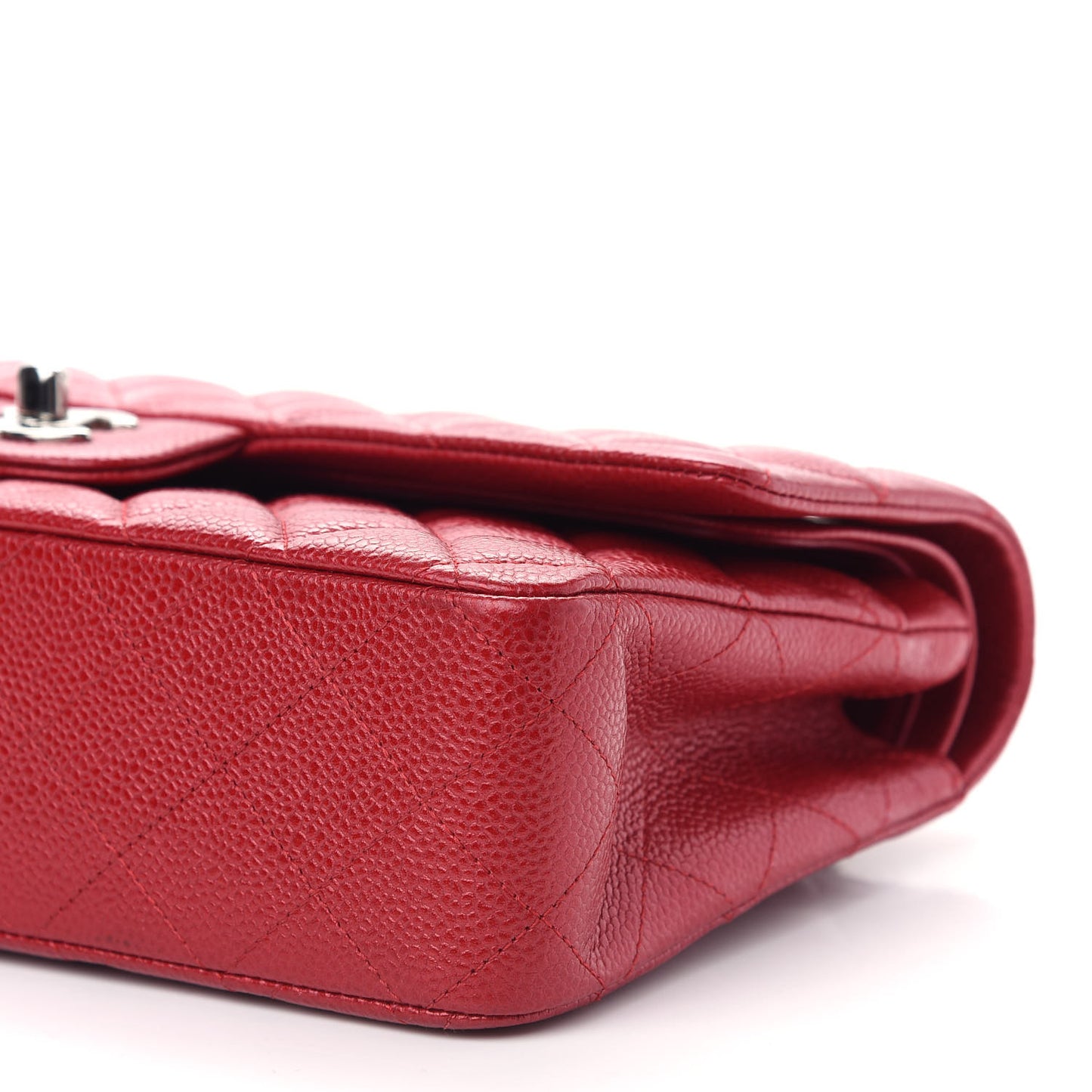 Caviar Quilted Medium Double Flap Red
