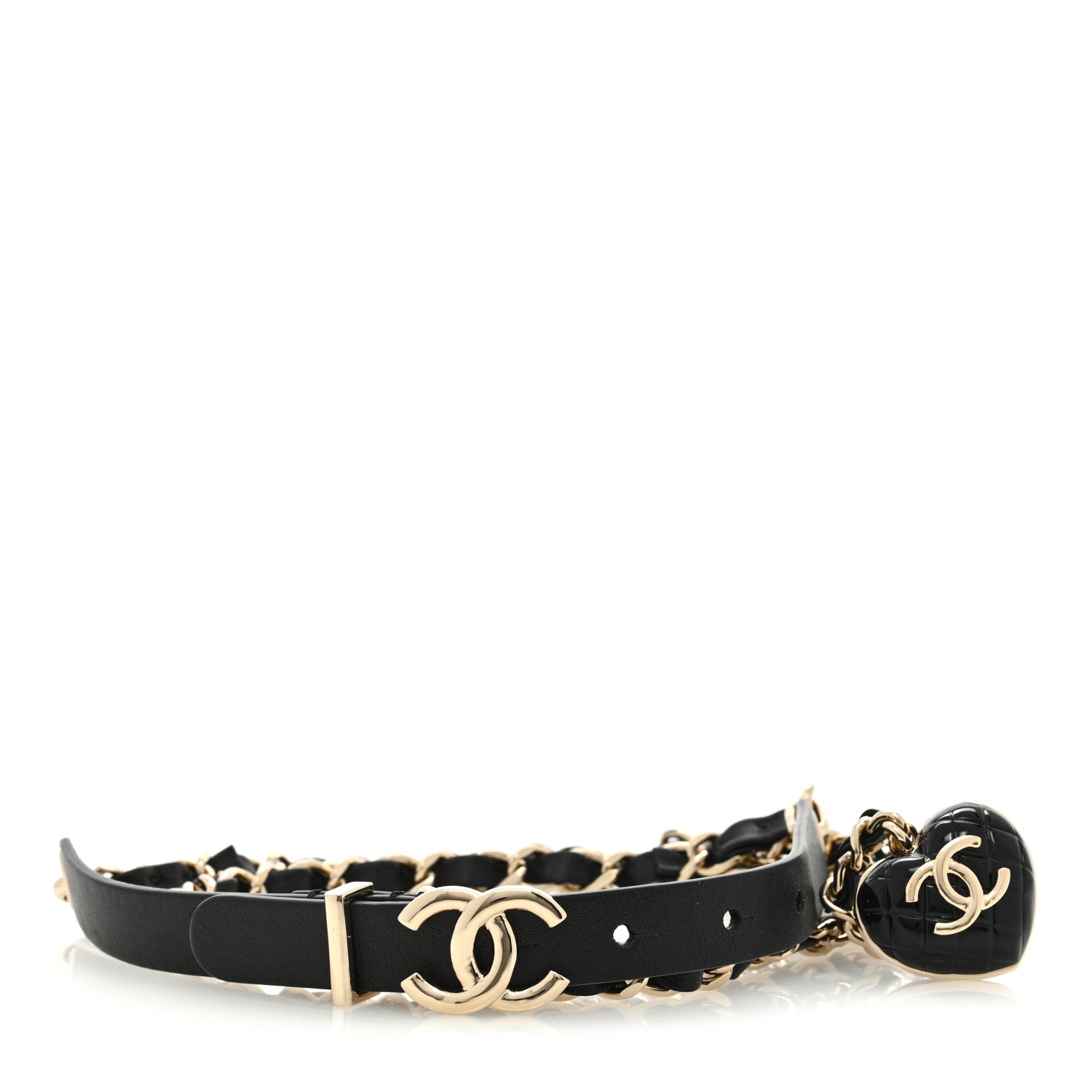 Chanel Lambskin Resin CC Heart Chain Belt 85 34 Black 1 of 5