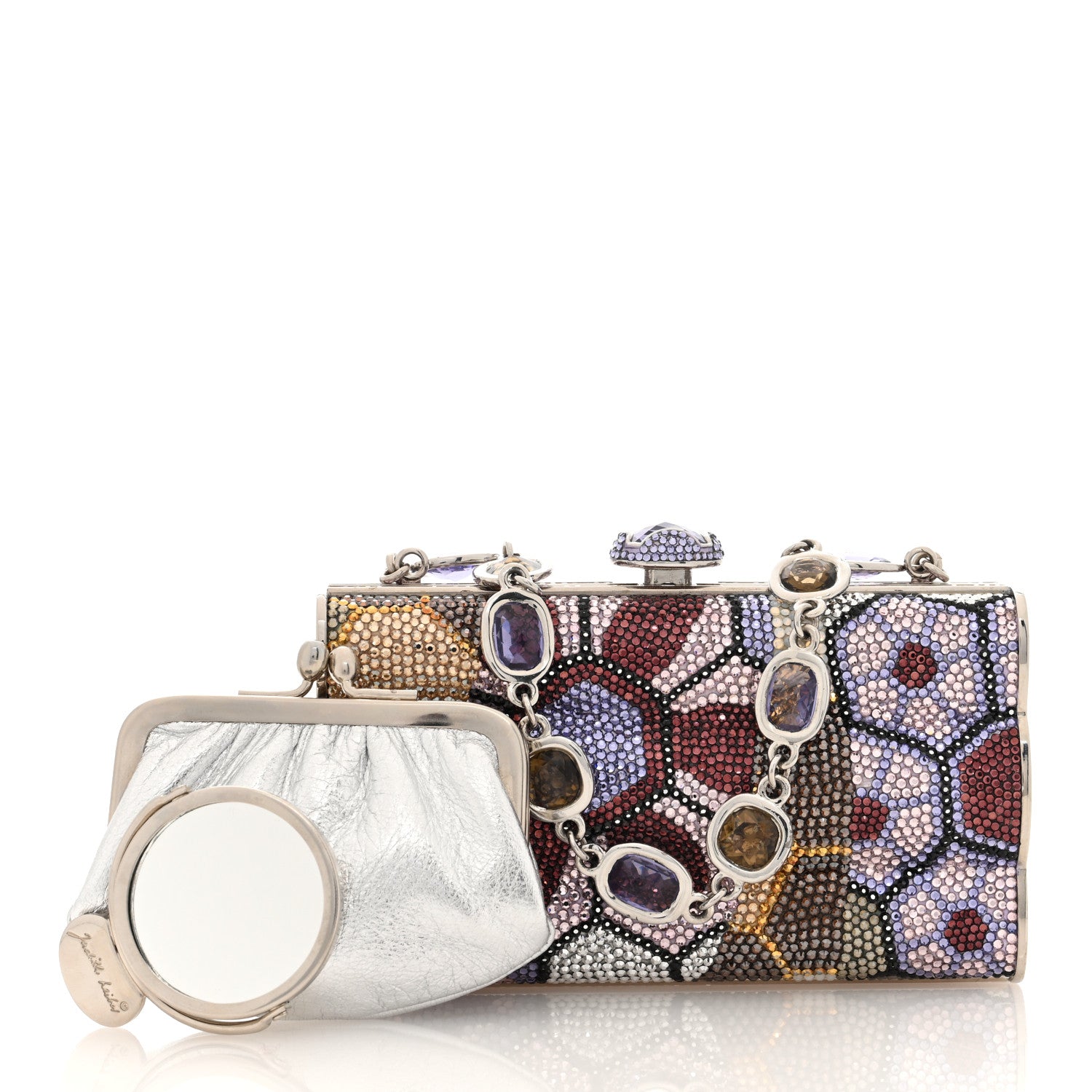 Judith Leiber Swarovski Crystal Floral Minaudiere Clutch Multicolor 3 of 10
