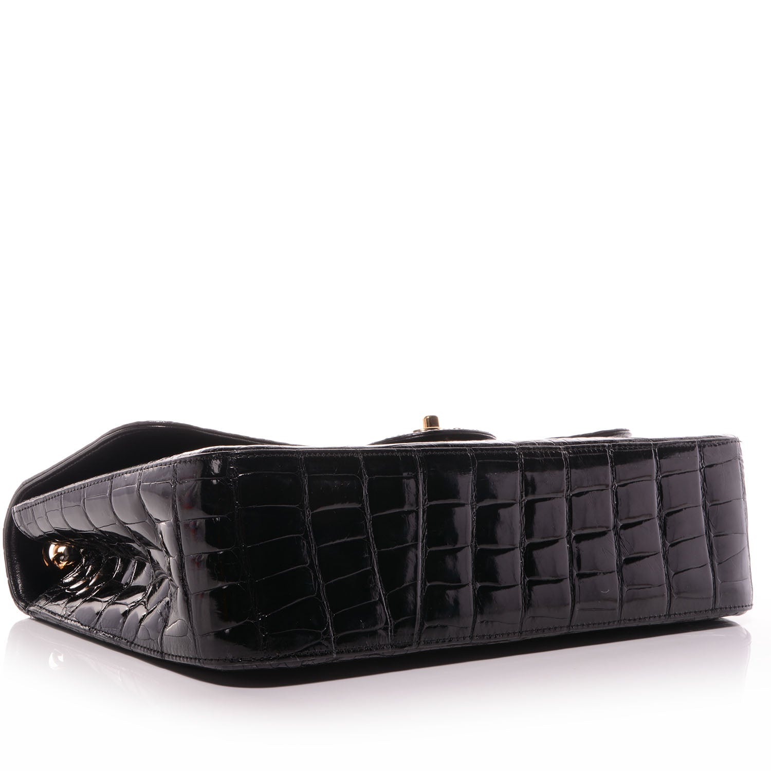 Chanel Shiny Alligator Jumbo Single Flap Black 4 of 9