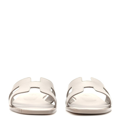 Hermes Box Calfskin Oran Sandals 37.5 Beige Mastic 2 of 9