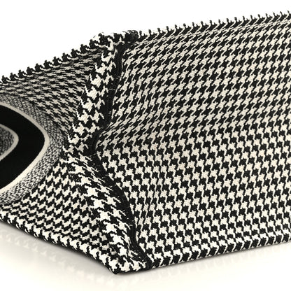 Christian Dior Canvas Houndstooth Embroidered Large Book Tote Black White 8 of 9