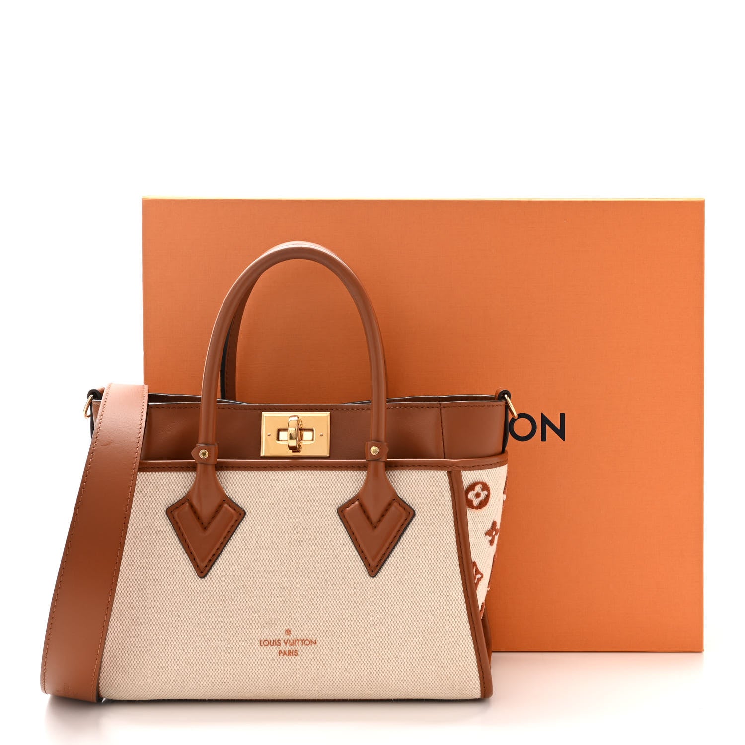Louis Vuitton Canvas Calfskin Monogram On My Side PM Caramel Tan 10 of 10