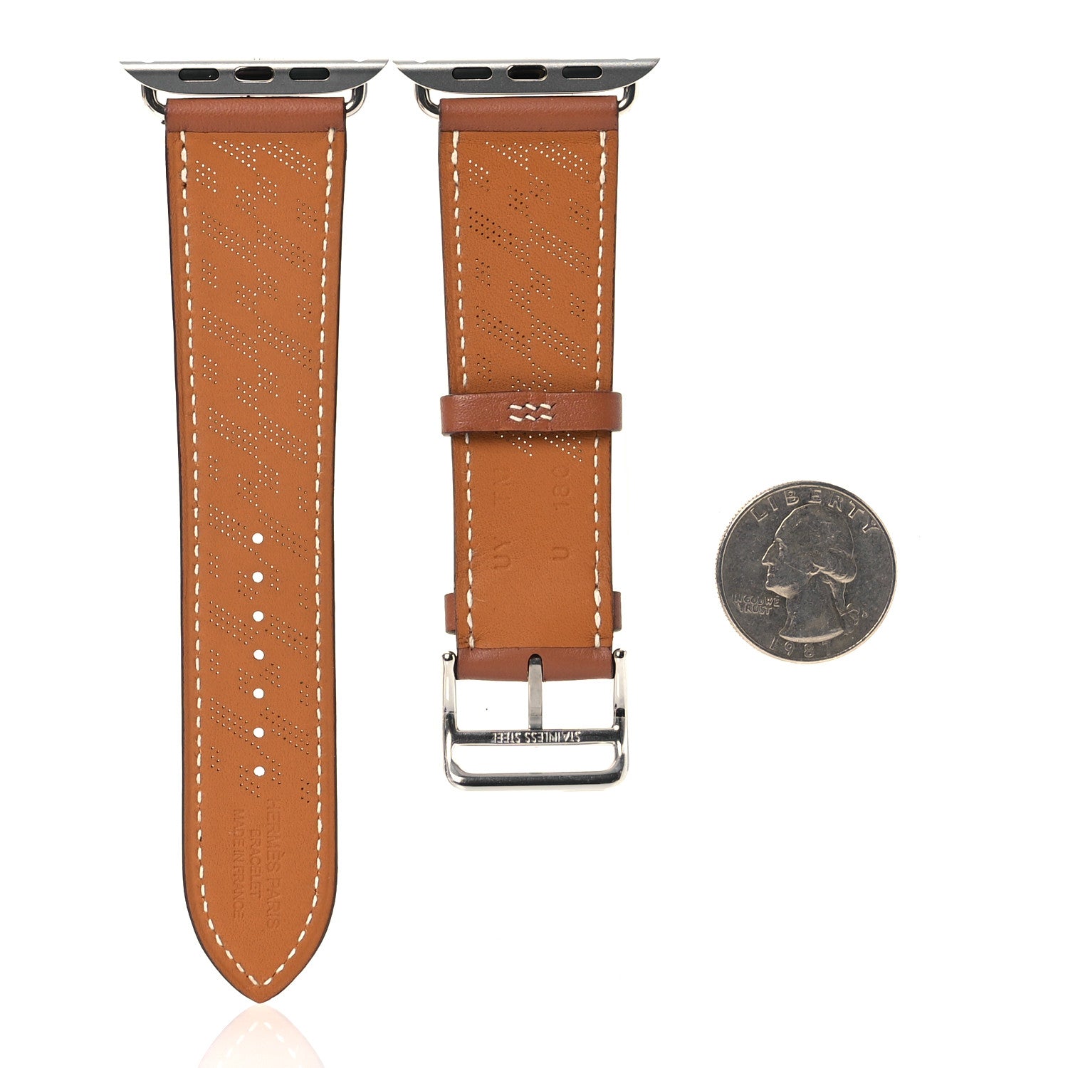 Hermes Swift 42mm H Diagonal Apple Watch Single Tour Band Gold 2 of 11