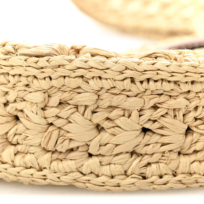 Celine Raffia Calfskin Triomphe Panier Hobo Bag Natural Tan 8 of 10