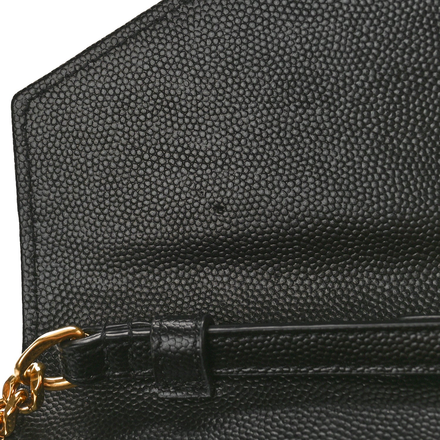 Saint Laurent Grain De Poudre Matelasse Chevron Monogram Chain Wallet Black 7 of 10